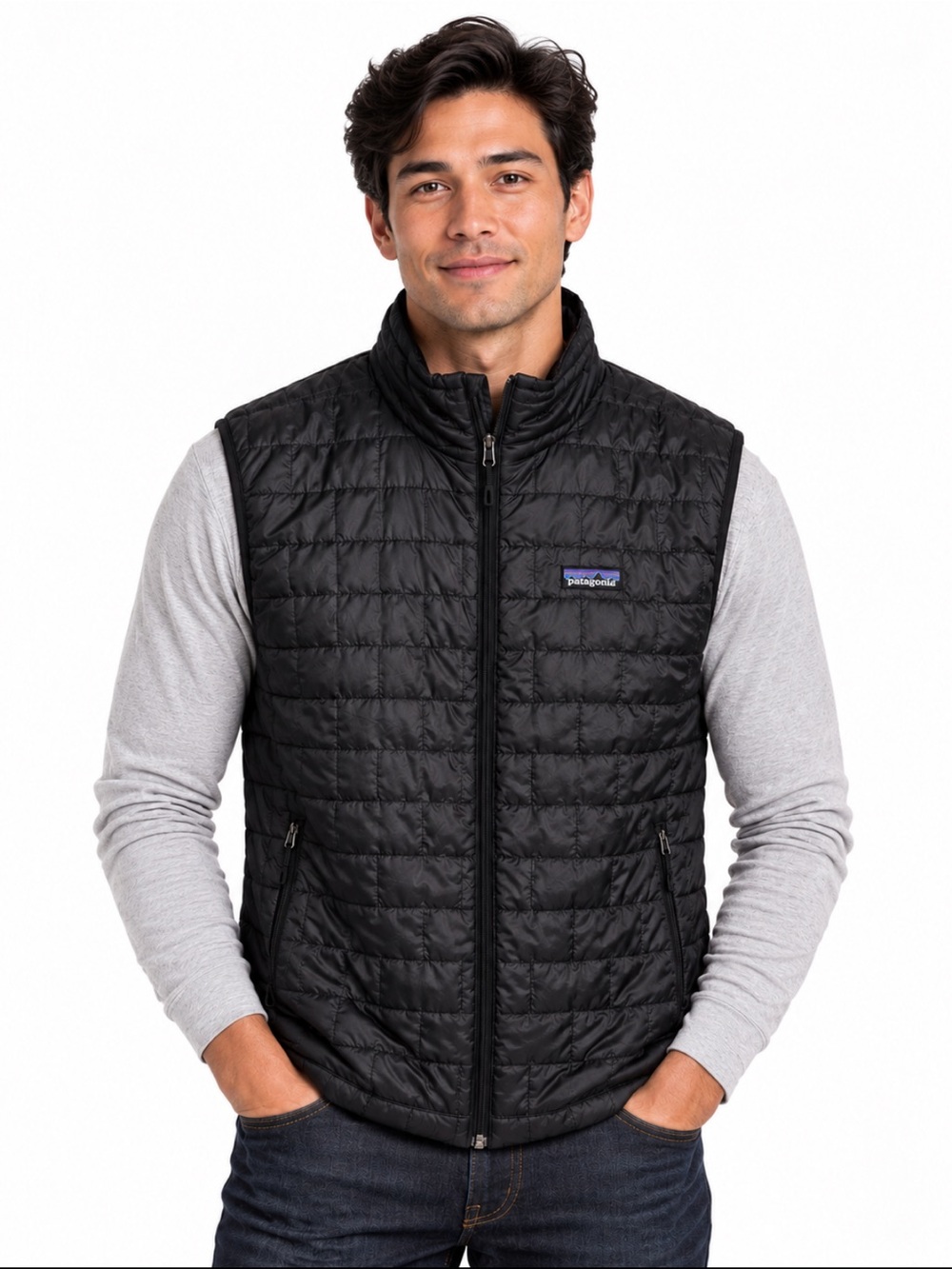 Patagonia Men's Nano Puff Vest Quilted Black PrimaLoft Hulu Logo Large Like New!